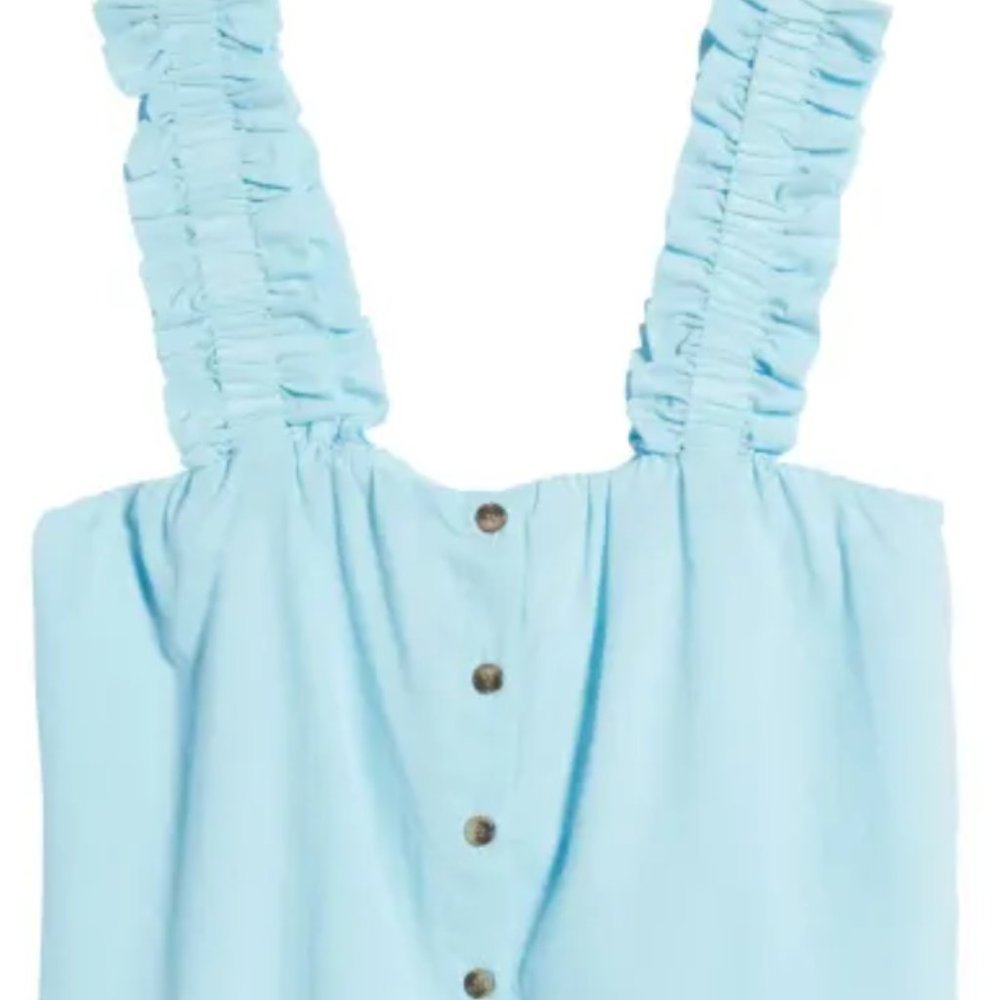 Ruffle Strap Cotton Tank Top